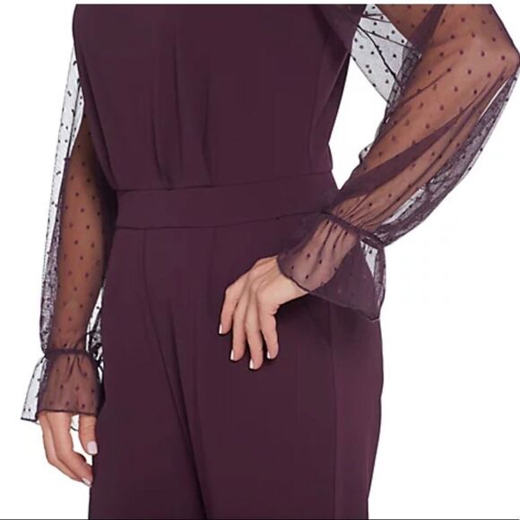 Du Jour Petite Mesh Sleeve Slim Leg Knit Jumpsuit - Picture 3 of 7